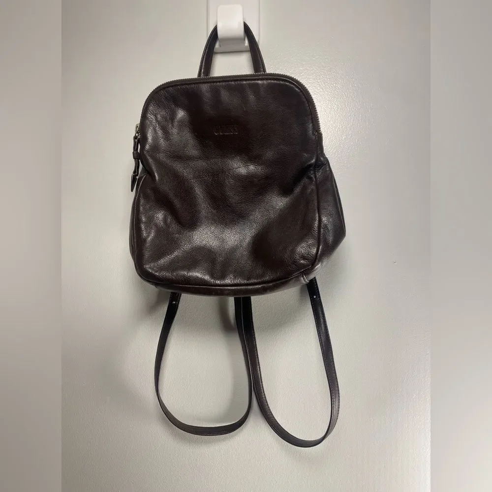 Vintage-style 2000s GUESS Brown Leather 9 Inch Backpack